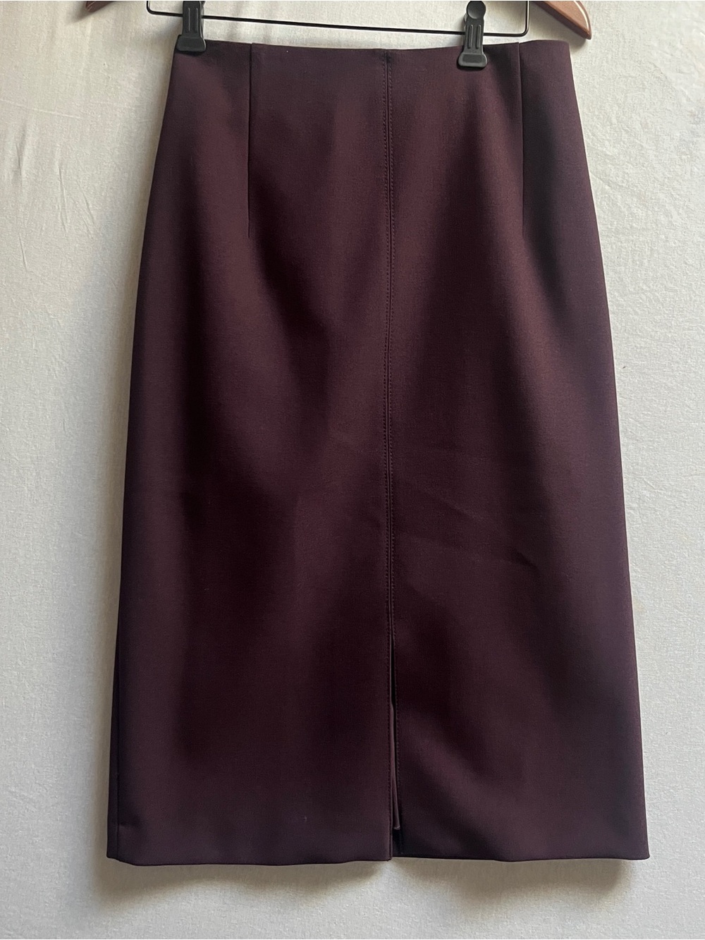 Boss Hugo Boss Vepeplum Front Slit Pencil Skirt Burgundy Sz 8